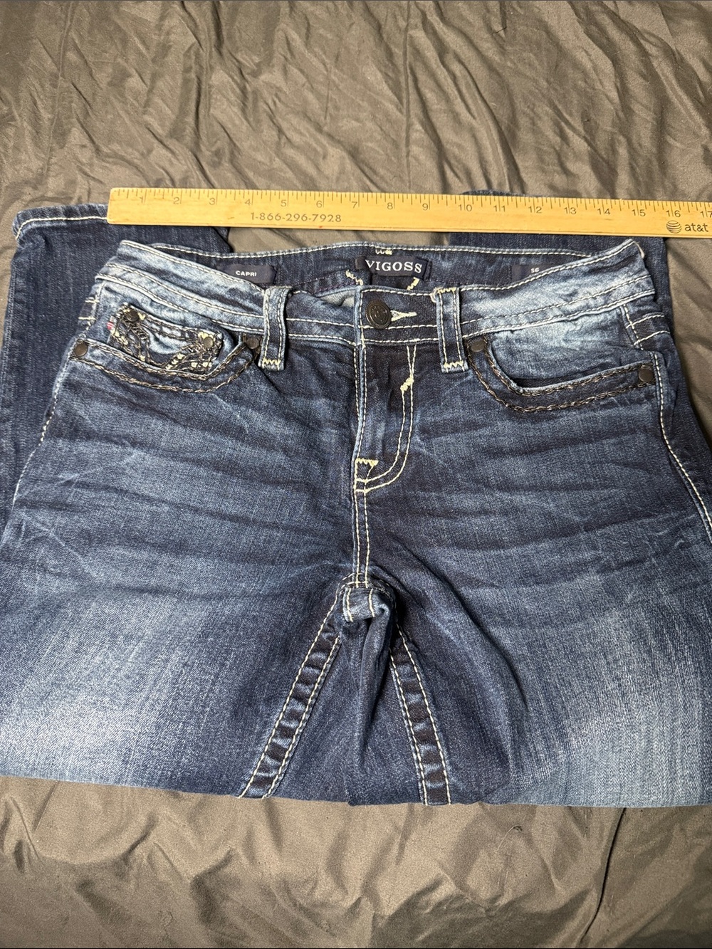 Vigoss Women's Medium Dark Blue Skinny Jean capri with Contrast Stitching - Picture 1 of 3